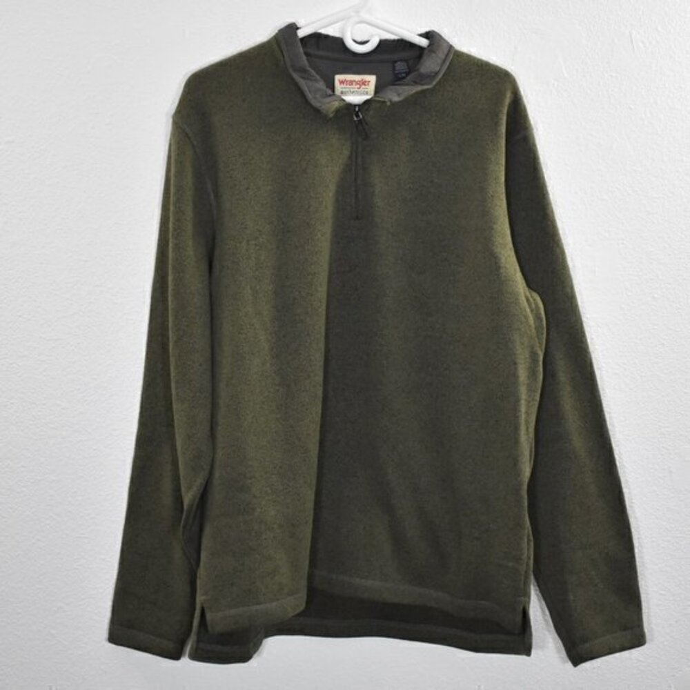 Wrangler‎ Authentics Long Sleeve Fleece Sweater Men's Size Large Color Green GUC